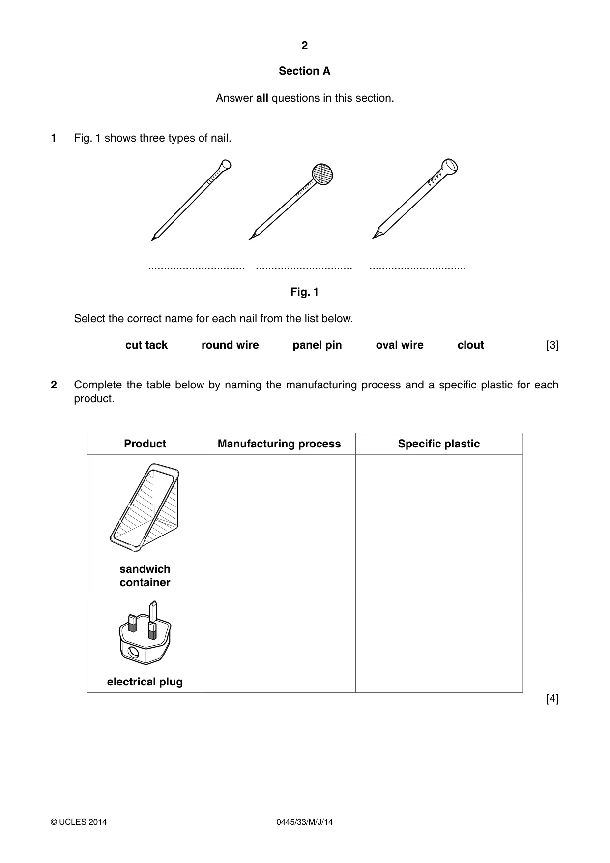 Cambridge IGCSE Design and Technology 0445 2014 May/June Paper 3 · Variant 3 question paper, page 2 of 20