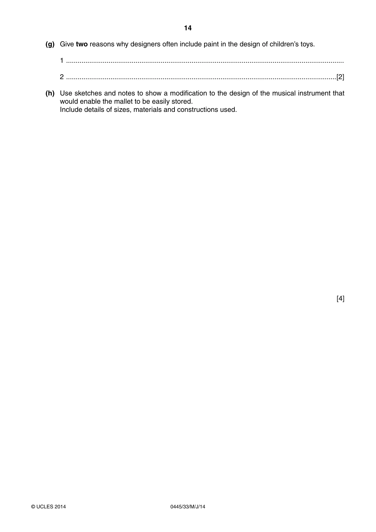 Cambridge IGCSE Design and Technology 0445 2014 May/June Paper 3 · Variant 3 question paper, page 14 of 20