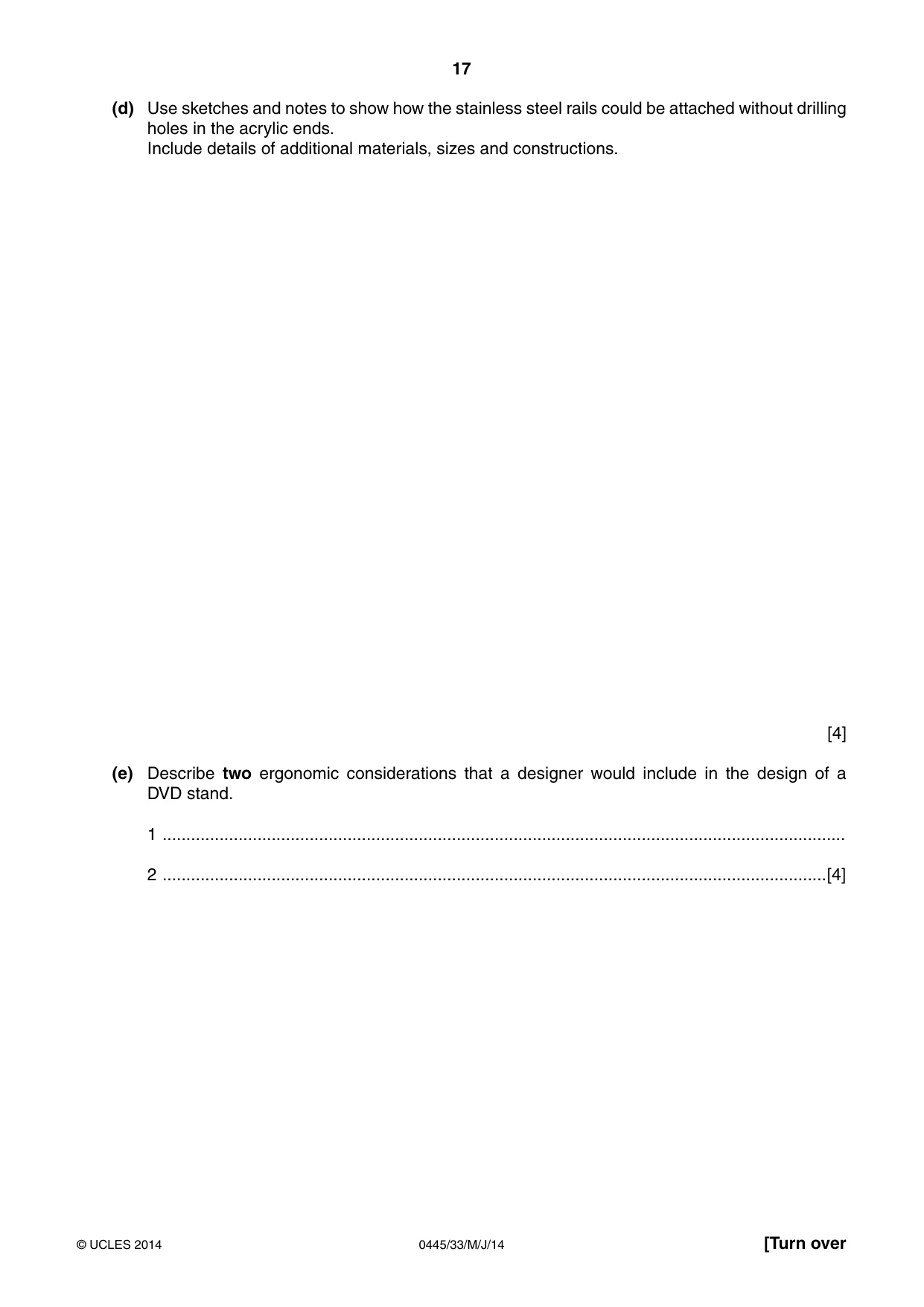 Cambridge IGCSE Design and Technology 0445 2014 May/June Paper 3 · Variant 3 question paper, page 17 of 20