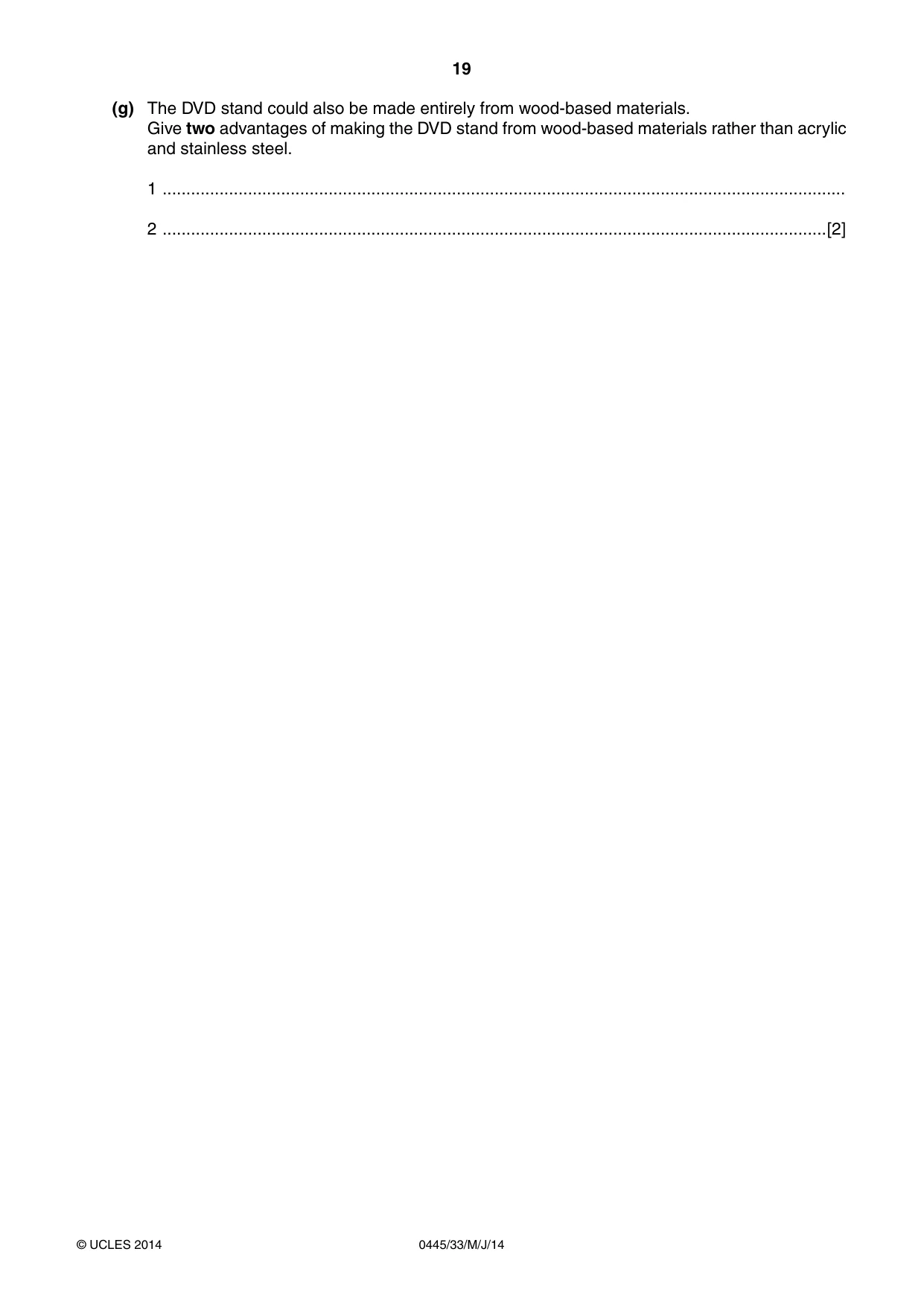 Cambridge IGCSE Design and Technology 0445 2014 May/June Paper 3 · Variant 3 question paper, page 19 of 20