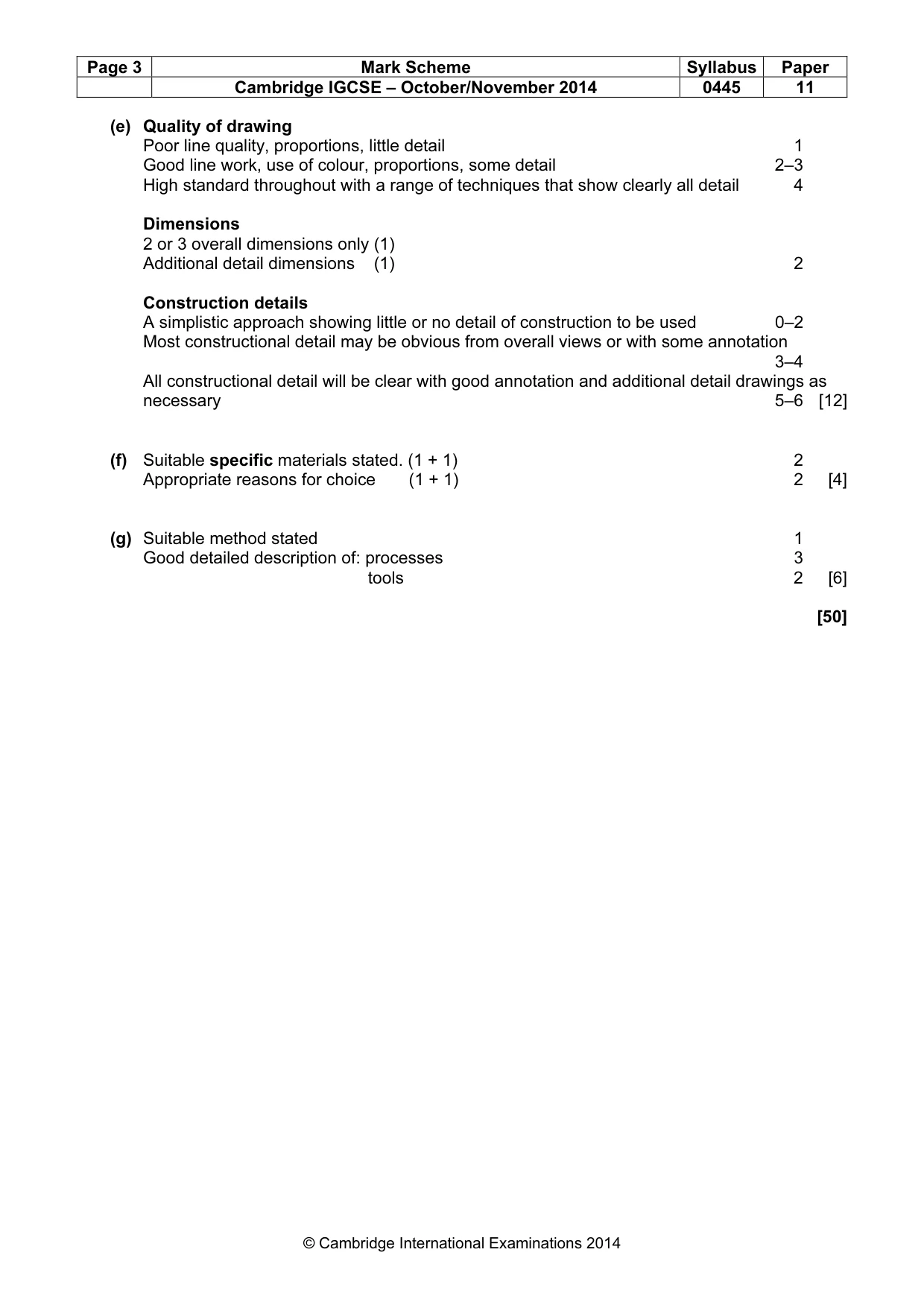 Mark scheme, page 3 of 3