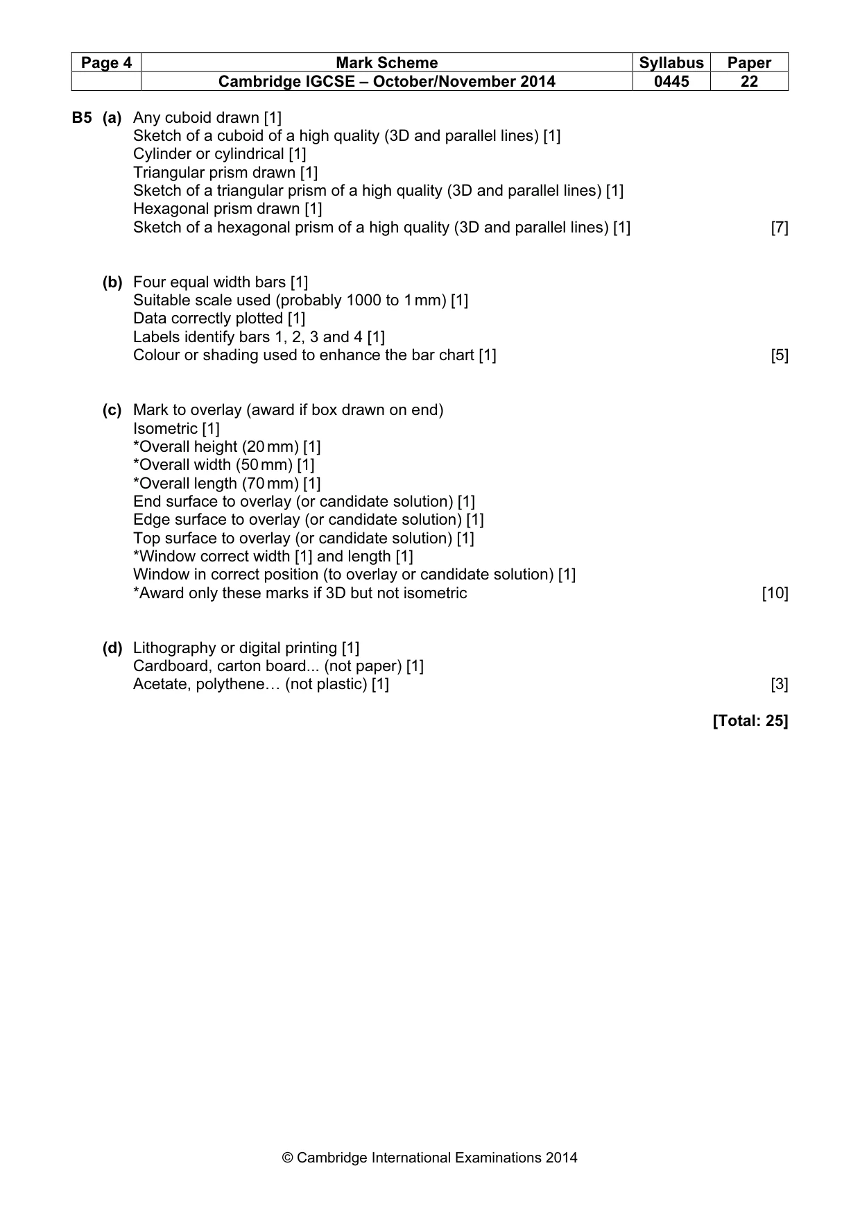 Mark scheme, page 4 of 4