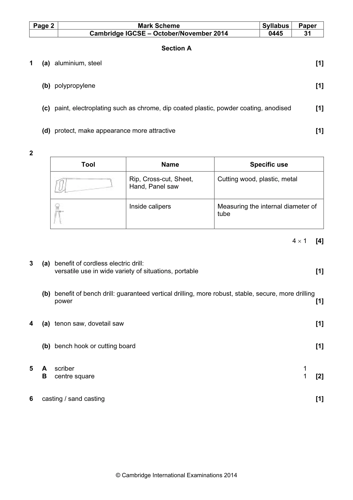 Mark scheme, page 2 of 6