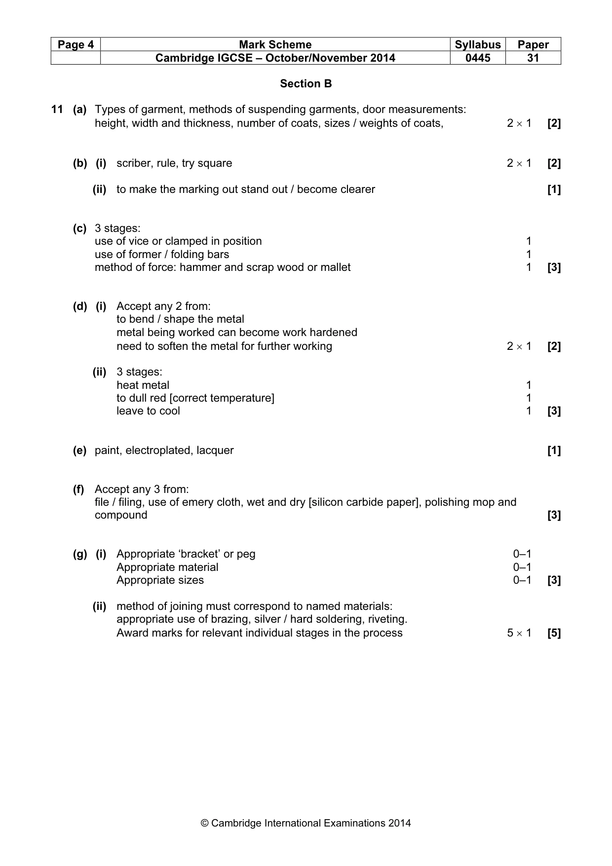 Mark scheme, page 4 of 6