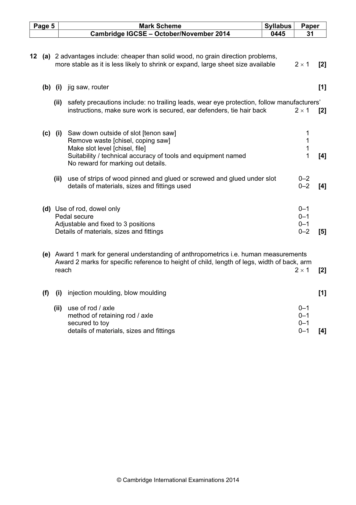 Mark scheme, page 5 of 6