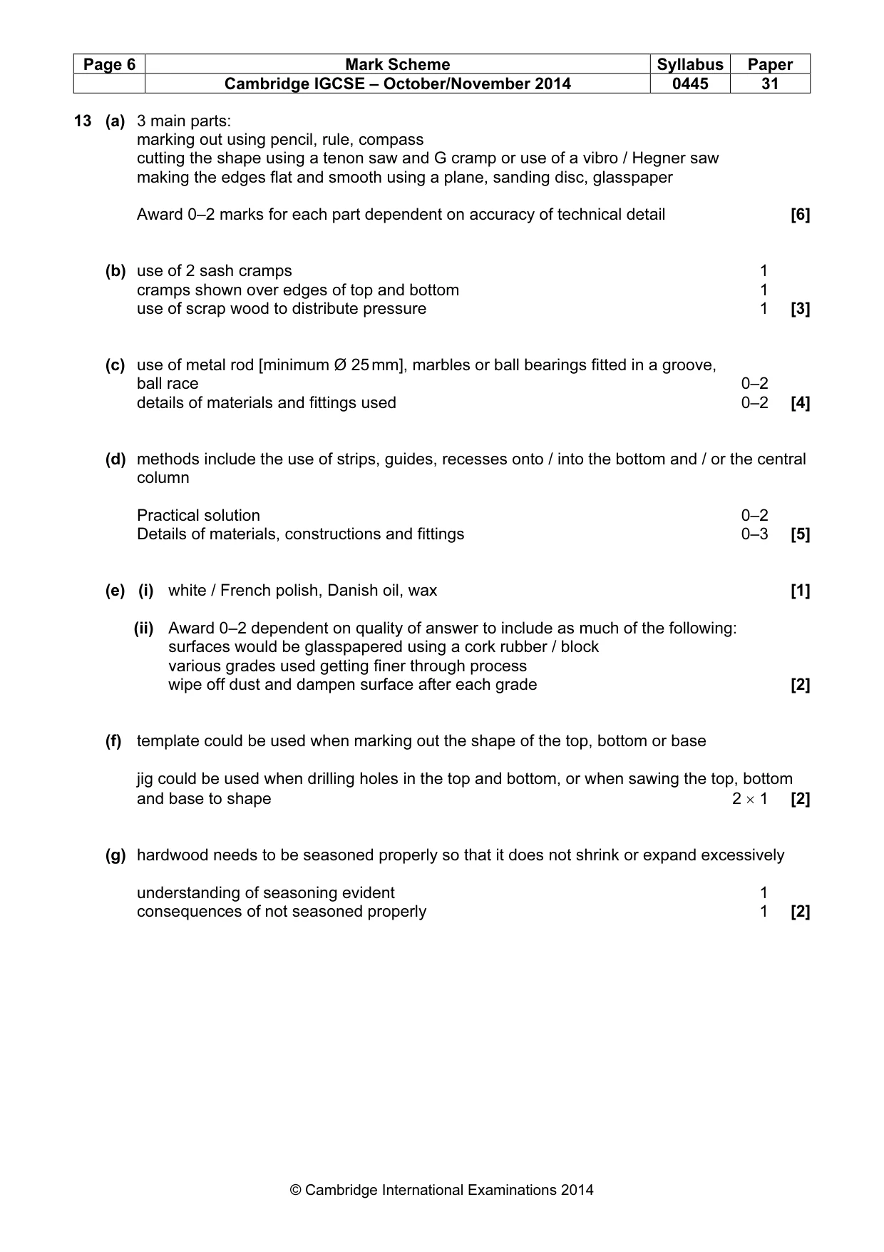 Mark scheme, page 6 of 6