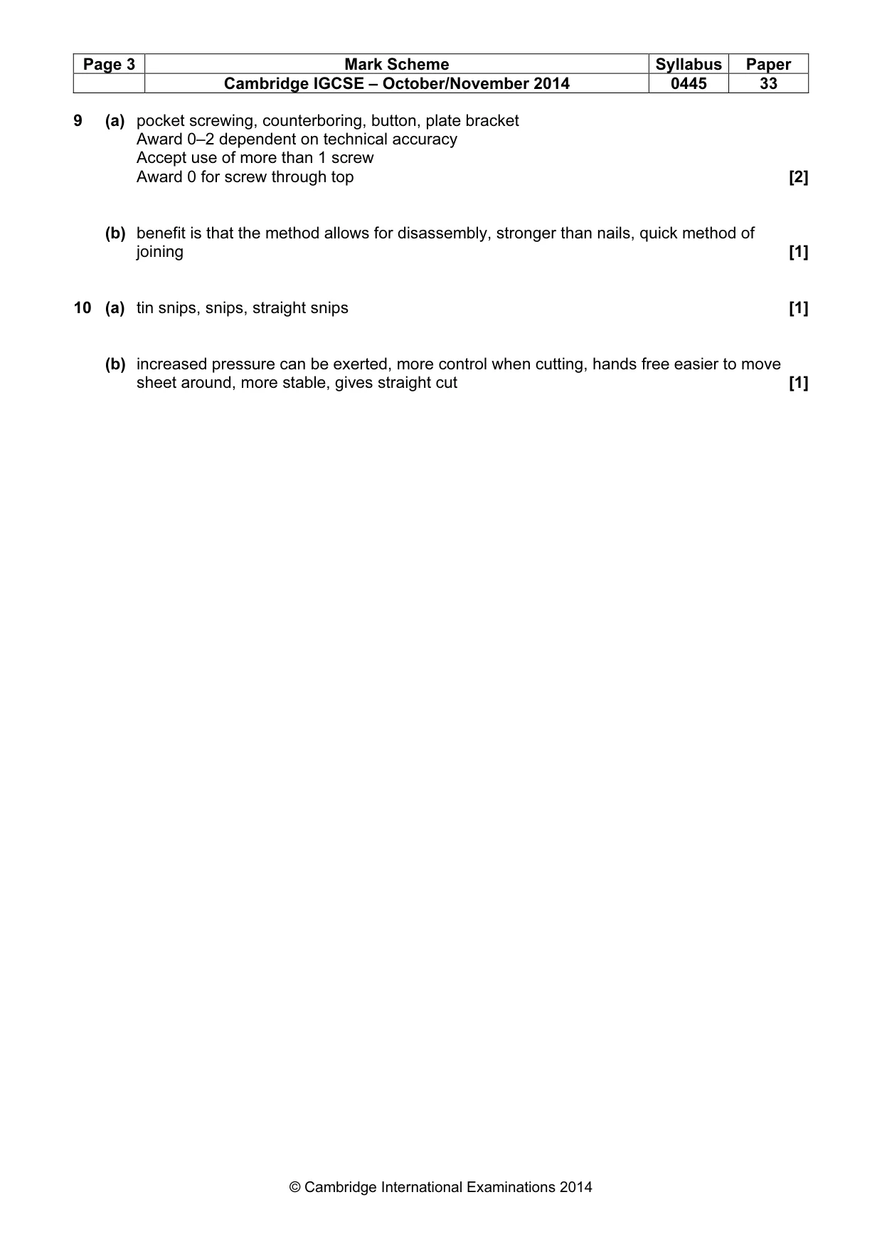 Mark scheme, page 3 of 6
