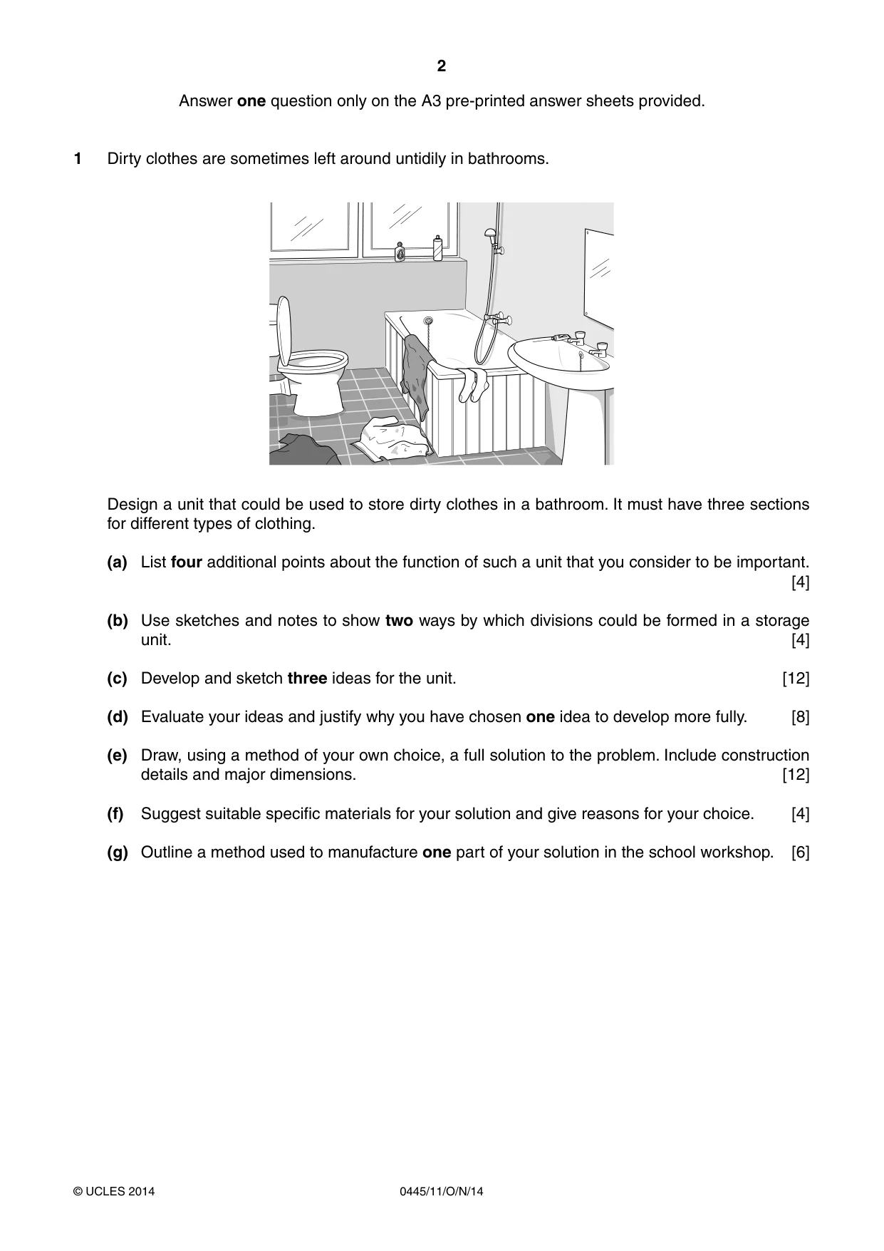 Cambridge IGCSE Design and Technology 0445 2014 Oct/Nov Paper 1 · Variant 1 question paper, page 2 of 4