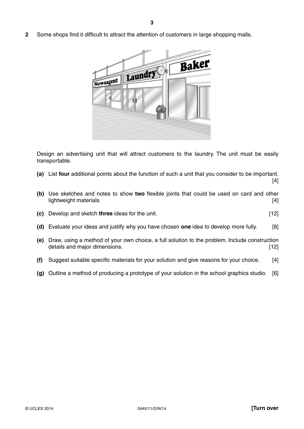 Cambridge IGCSE Design and Technology 0445 2014 Oct/Nov Paper 1 · Variant 1 question paper, page 3 of 4