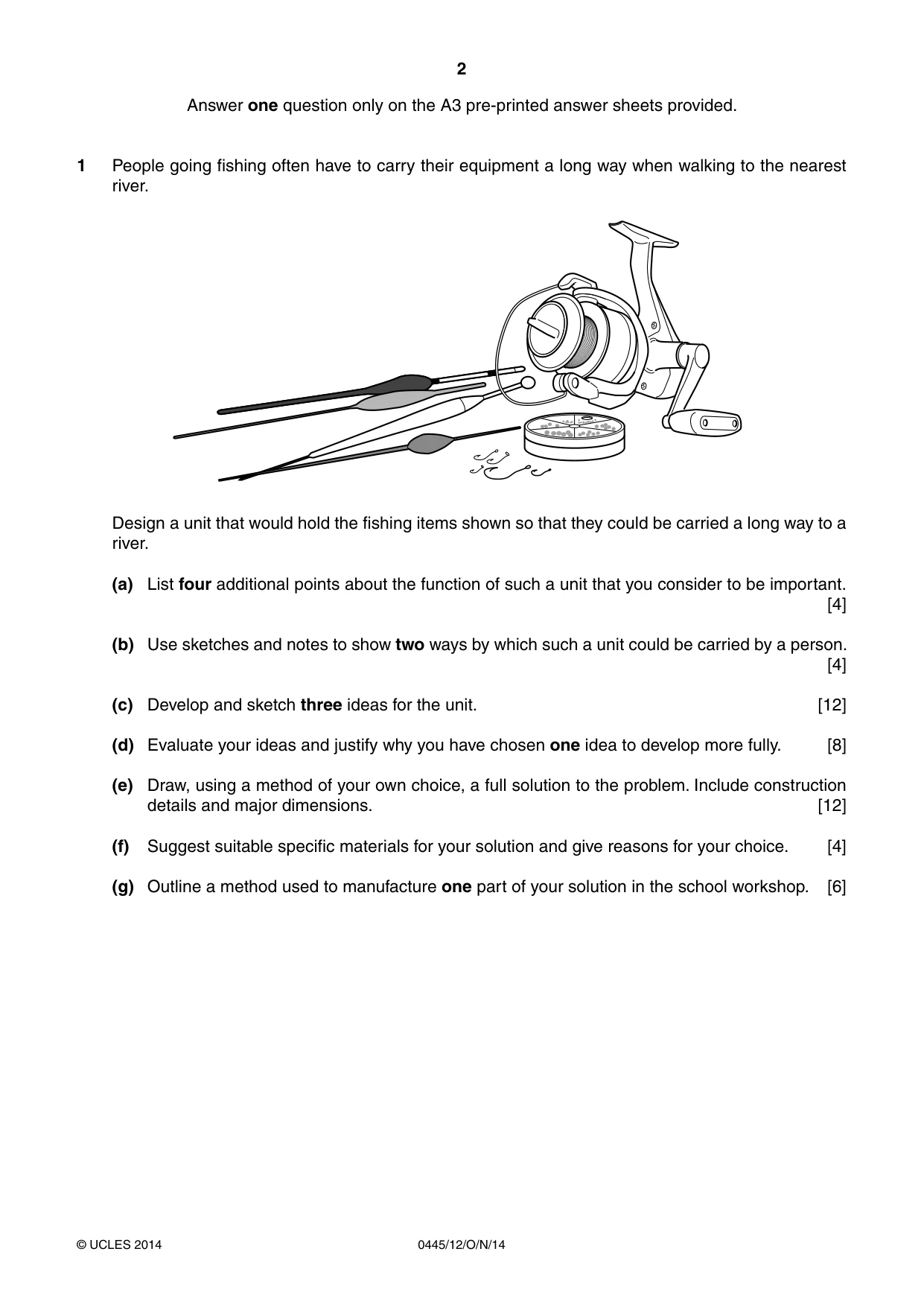 Cambridge IGCSE Design and Technology 0445 2014 Oct/Nov Paper 1 · Variant 2 question paper, page 2 of 4