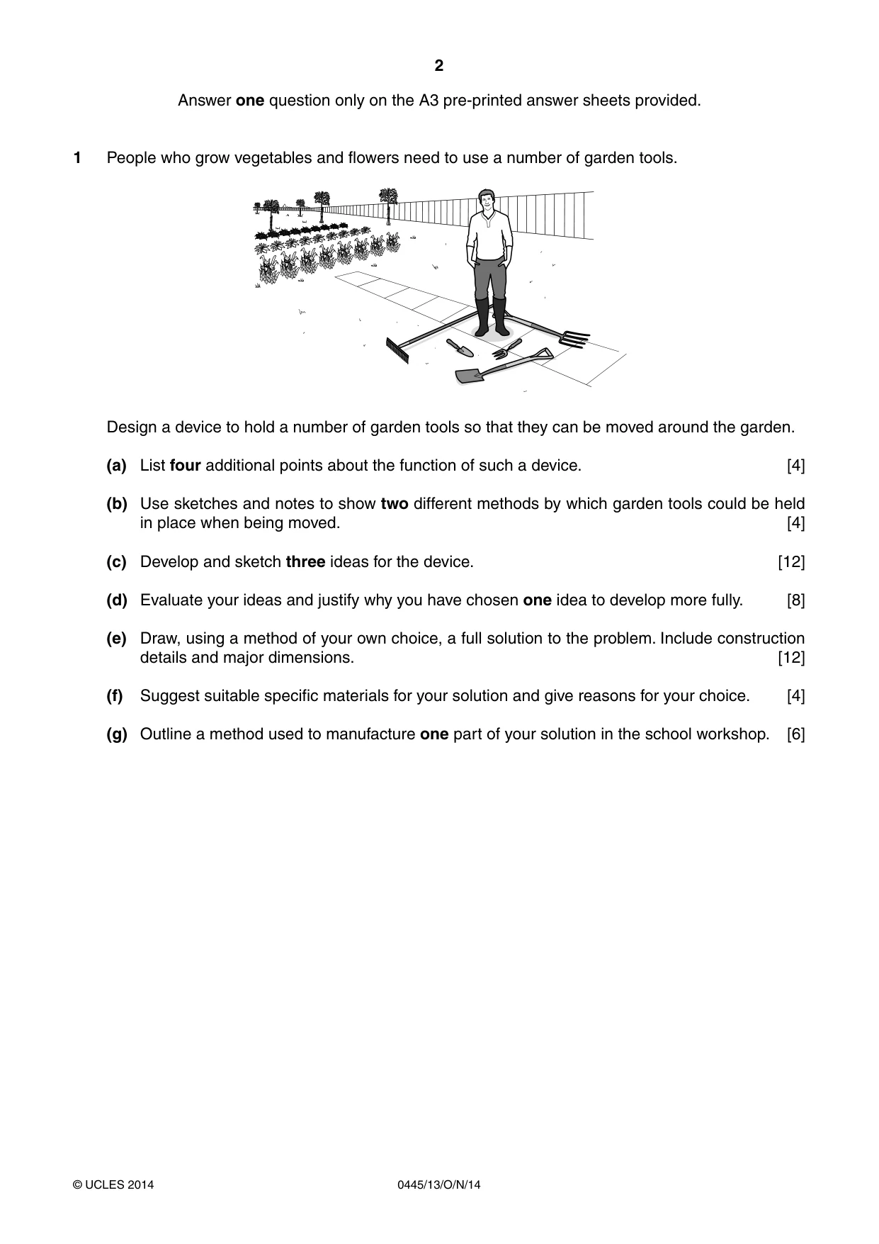 Cambridge IGCSE Design and Technology 0445 2014 Oct/Nov Paper 1 · Variant 3 question paper, page 2 of 4