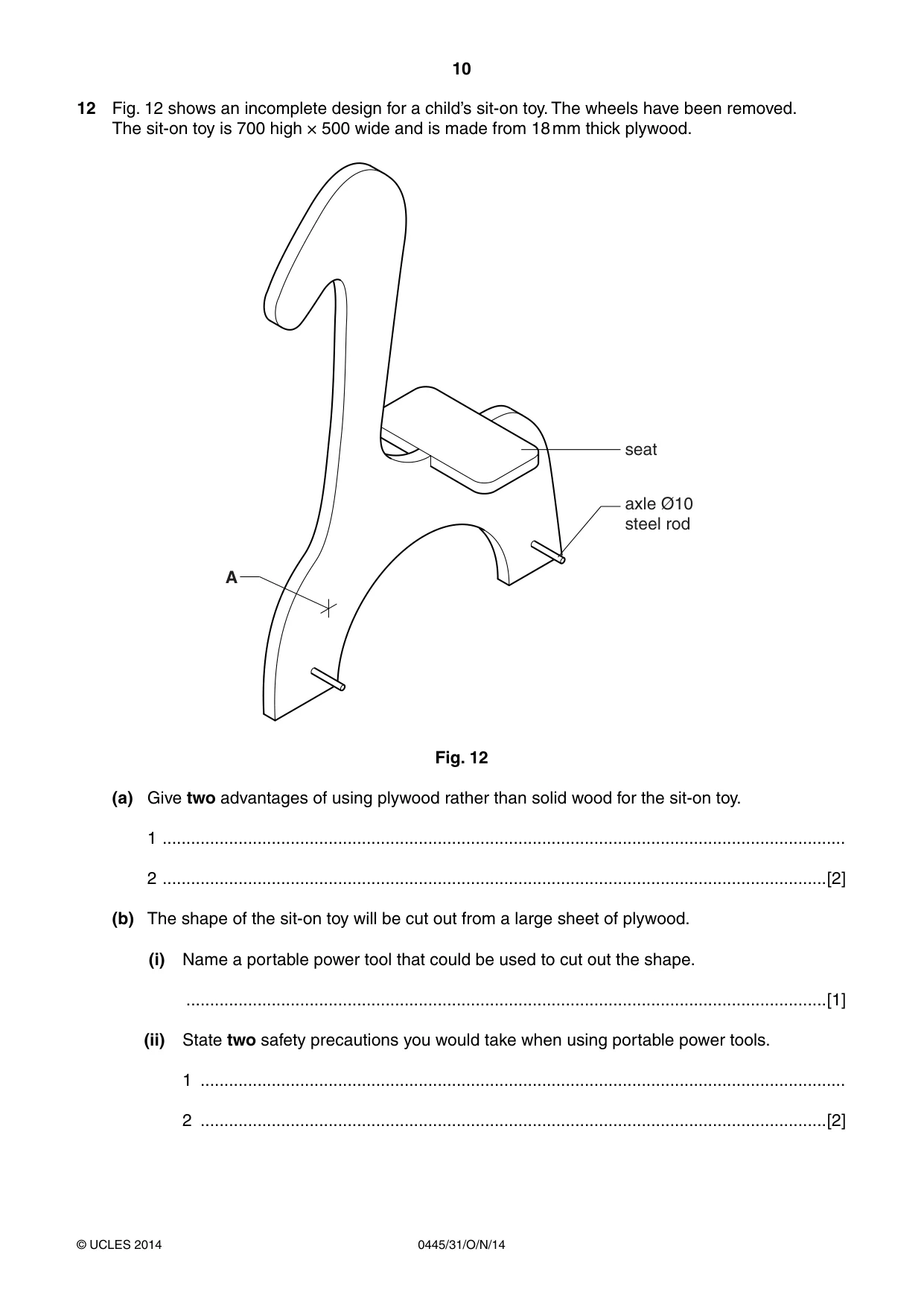 Cambridge IGCSE Design and Technology 0445 2014 Oct/Nov Paper 3 · Variant 1 question paper, page 10 of 20