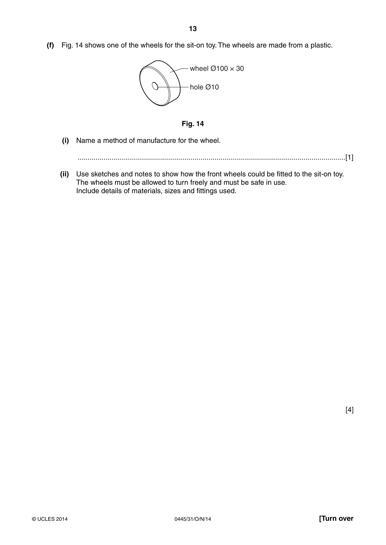 Cambridge IGCSE Design and Technology 0445 2014 Oct/Nov Paper 3 · Variant 1 question paper, page 13 of 20