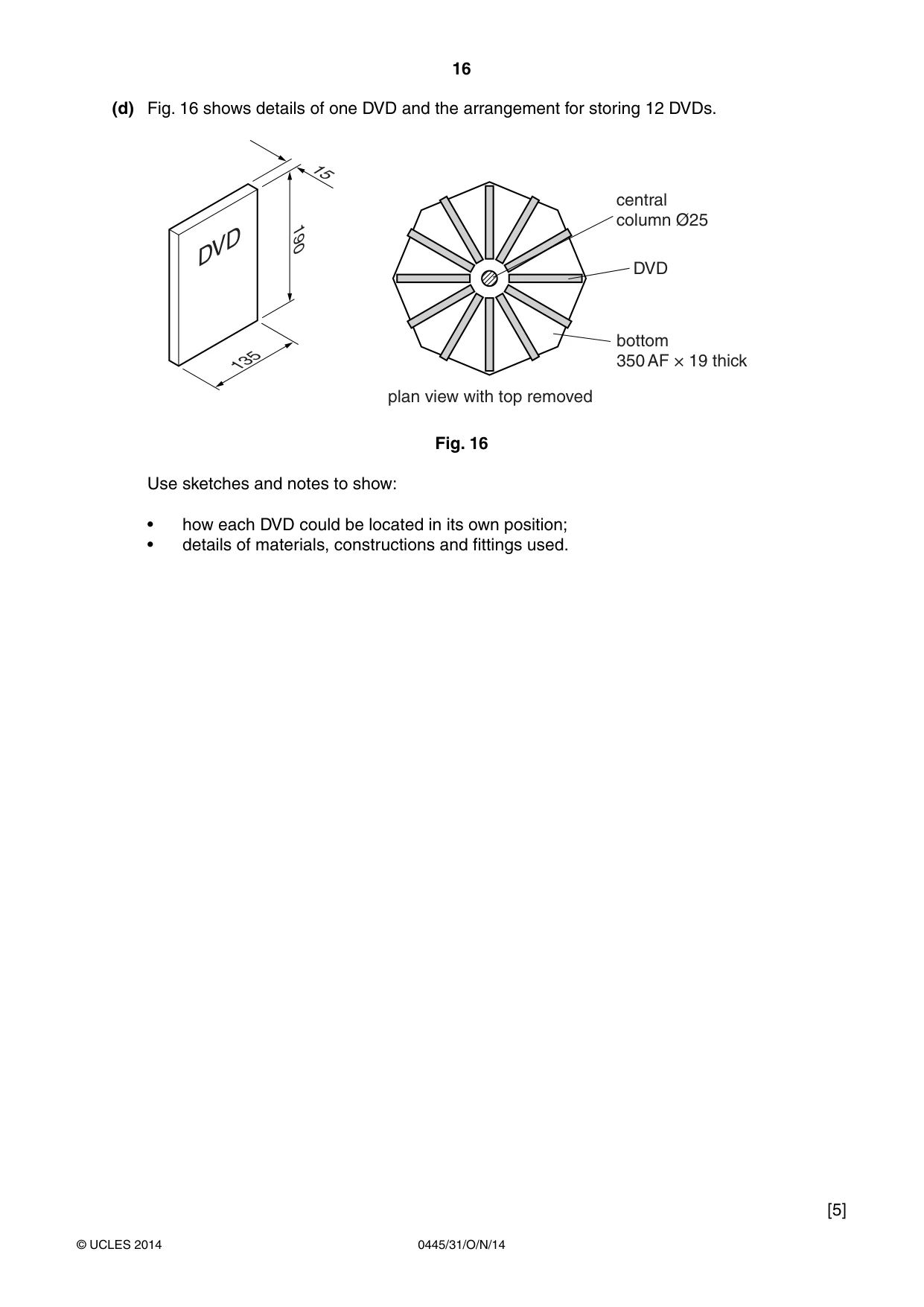 Cambridge IGCSE Design and Technology 0445 2014 Oct/Nov Paper 3 · Variant 1 question paper, page 16 of 20