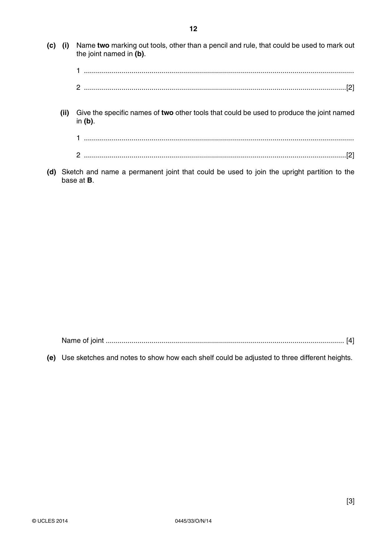 Cambridge IGCSE Design and Technology 0445 2014 Oct/Nov Paper 3 · Variant 3 question paper, page 12 of 20