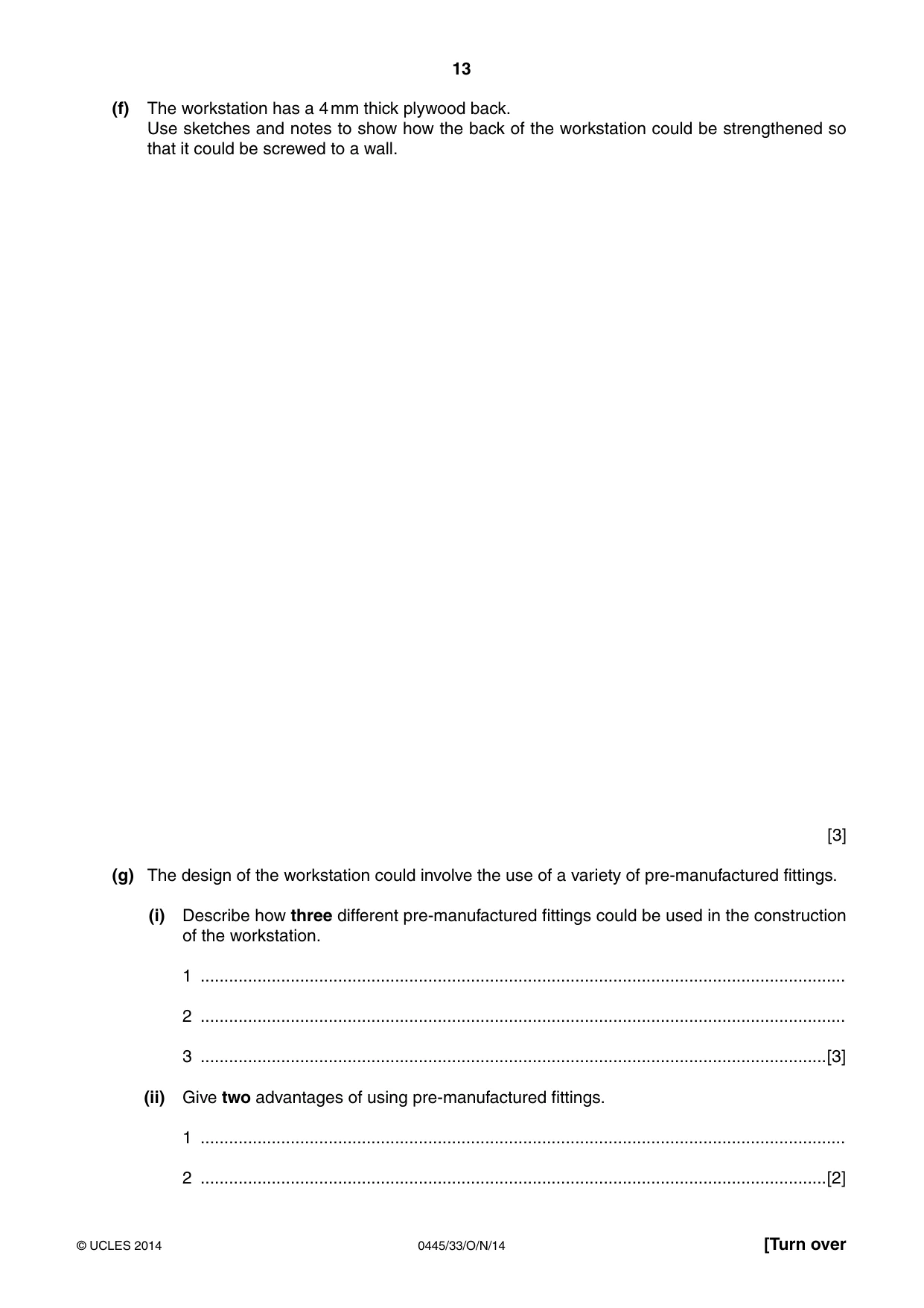 Cambridge IGCSE Design and Technology 0445 2014 Oct/Nov Paper 3 · Variant 3 question paper, page 13 of 20