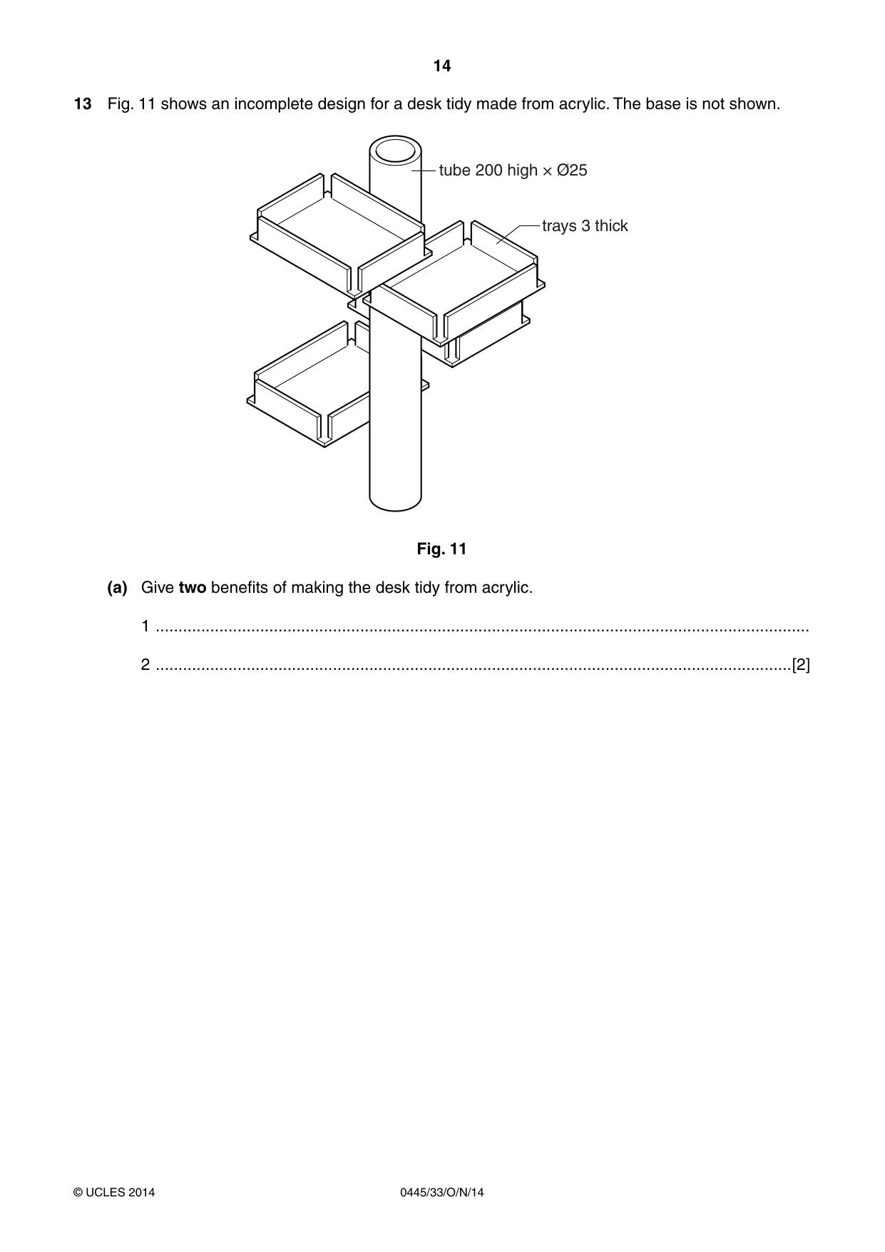 Cambridge IGCSE Design and Technology 0445 2014 Oct/Nov Paper 3 · Variant 3 question paper, page 14 of 20