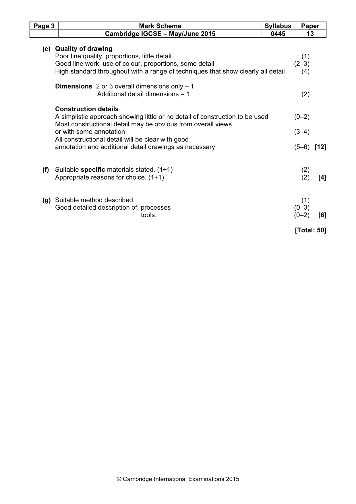 Mark scheme, page 3 of 3