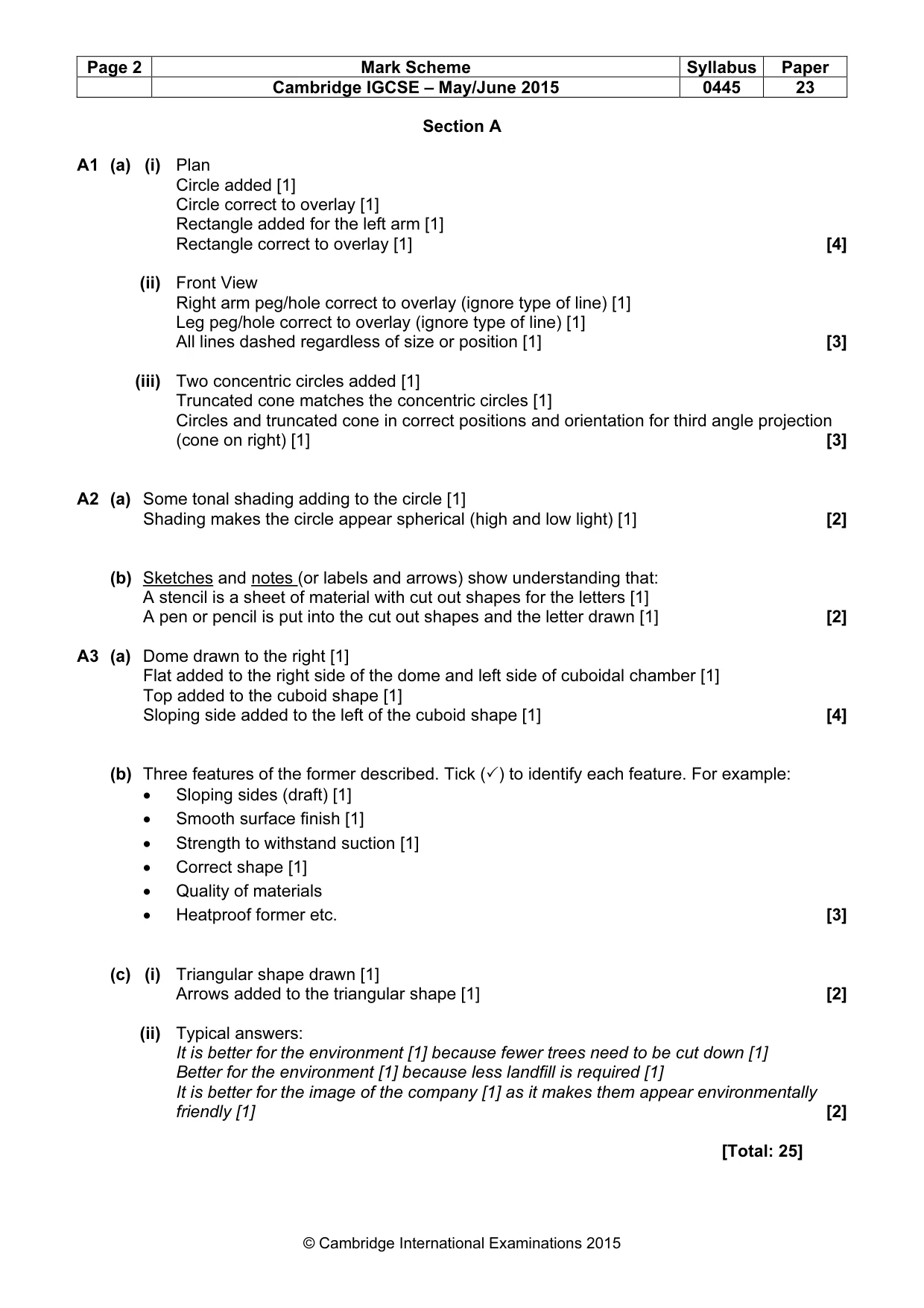 Mark scheme, page 2 of 4