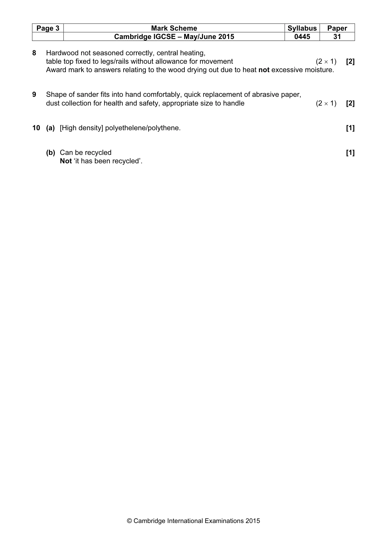 Mark scheme, page 3 of 7