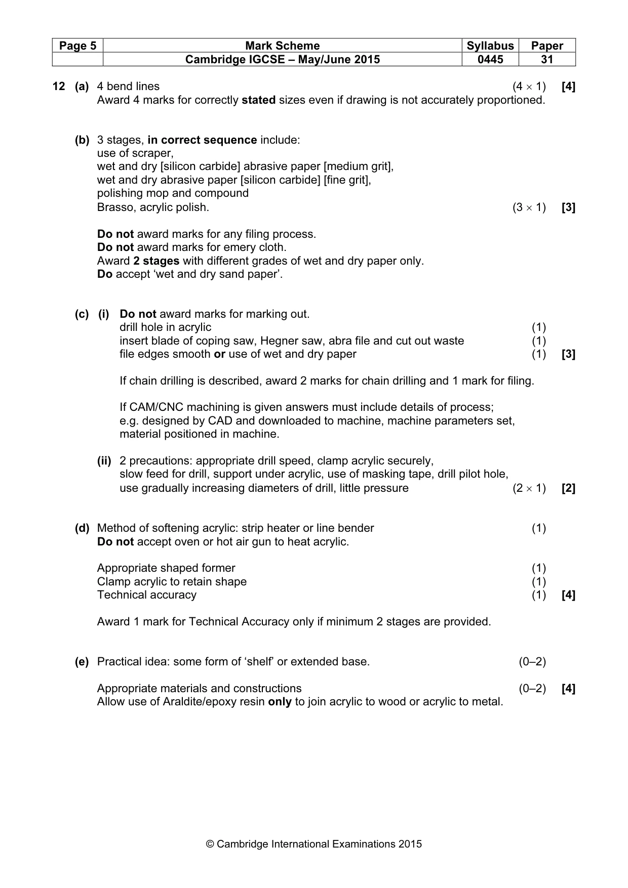 Mark scheme, page 5 of 7