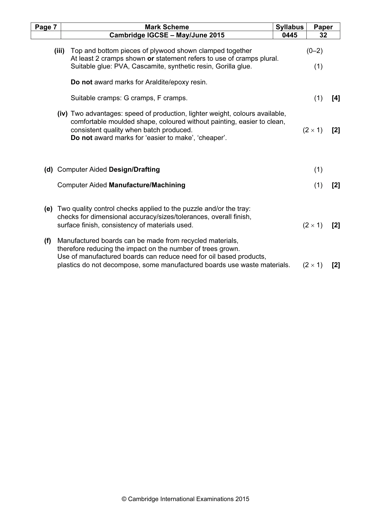 Mark scheme, page 7 of 7