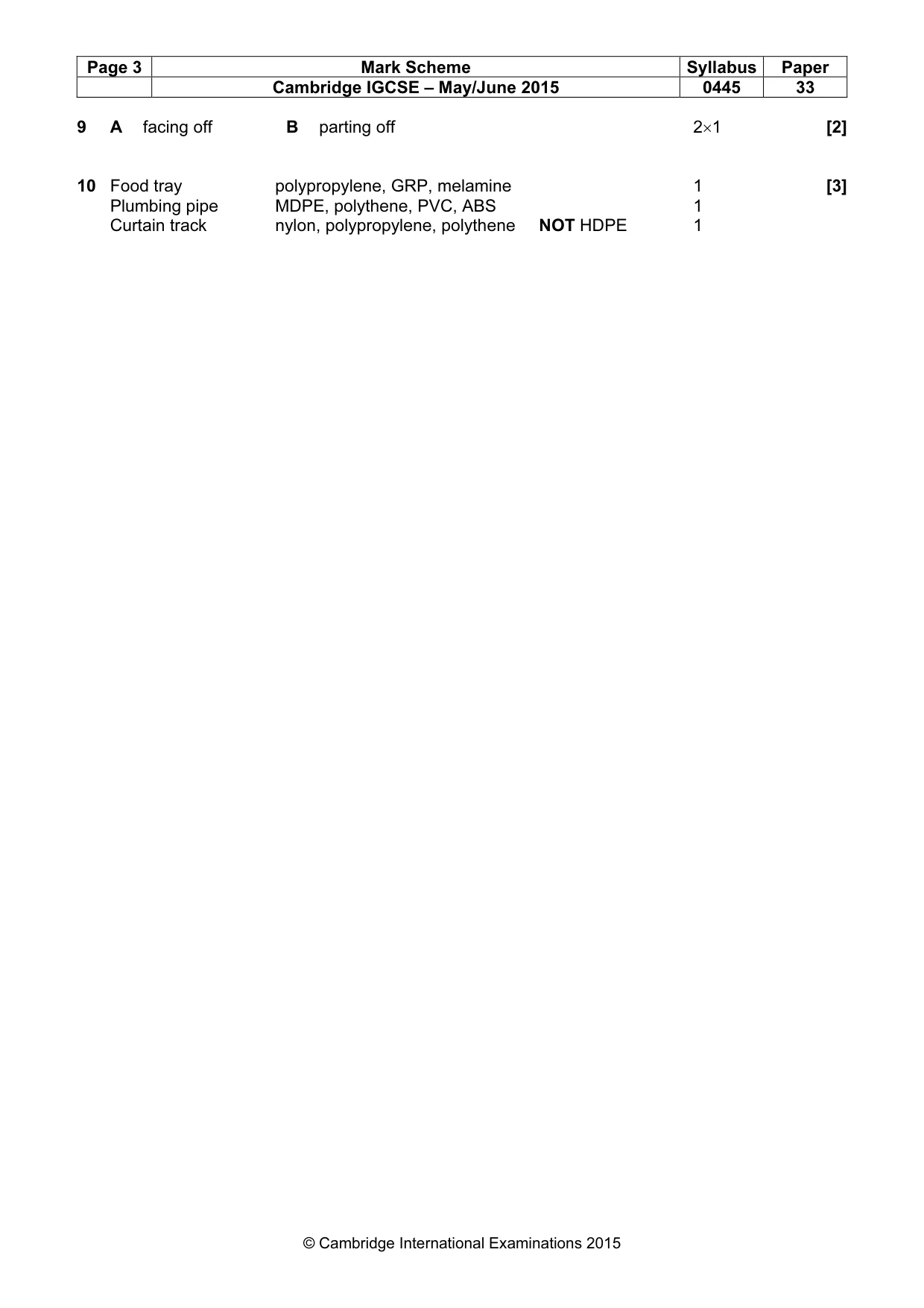 Mark scheme, page 3 of 7