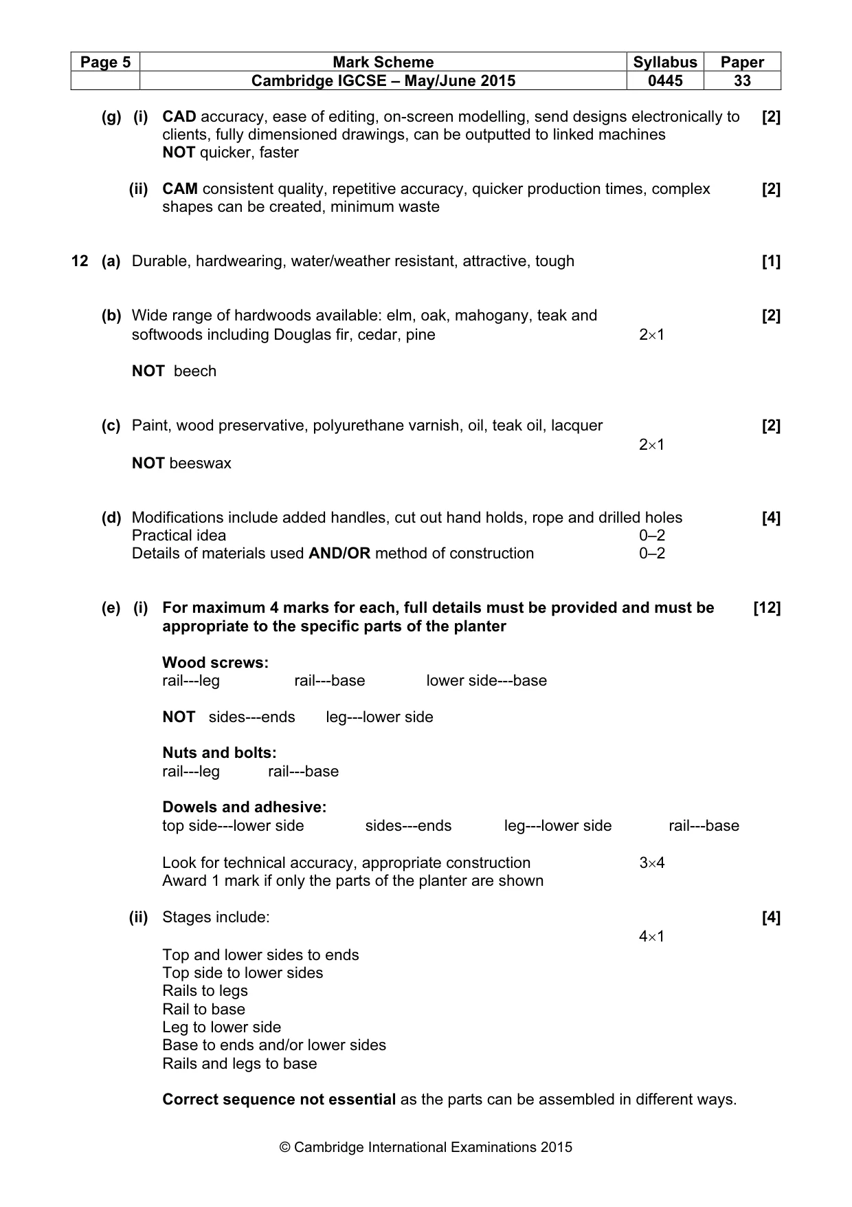 Mark scheme, page 5 of 7