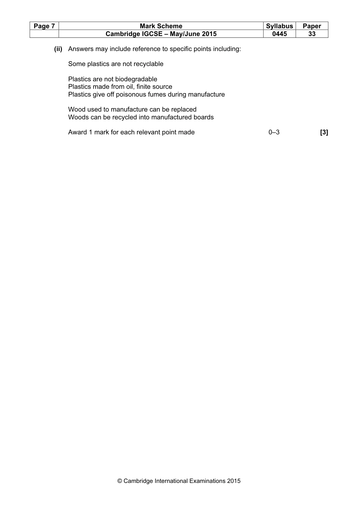 Mark scheme, page 7 of 7
