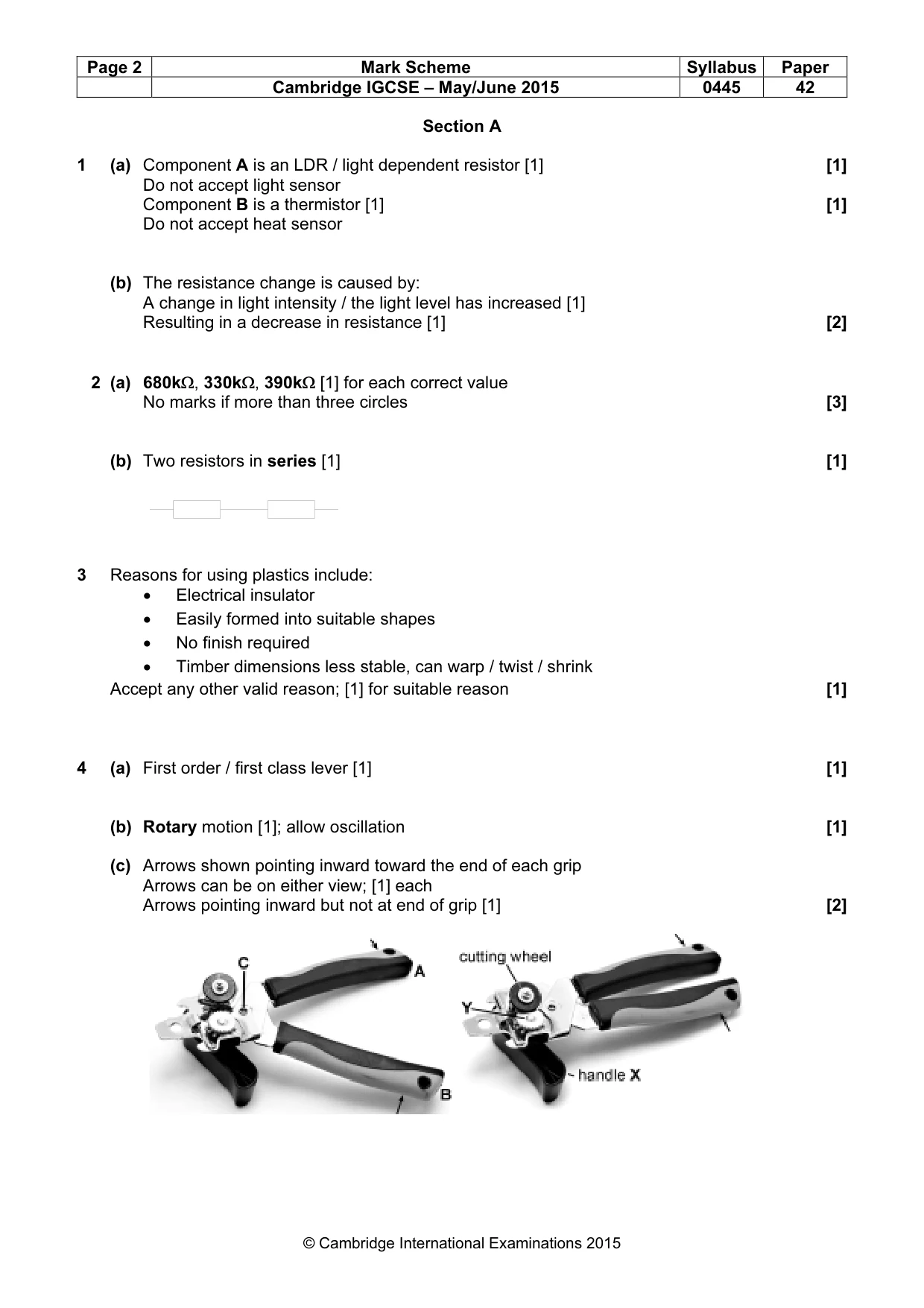 Mark scheme, page 2 of 9