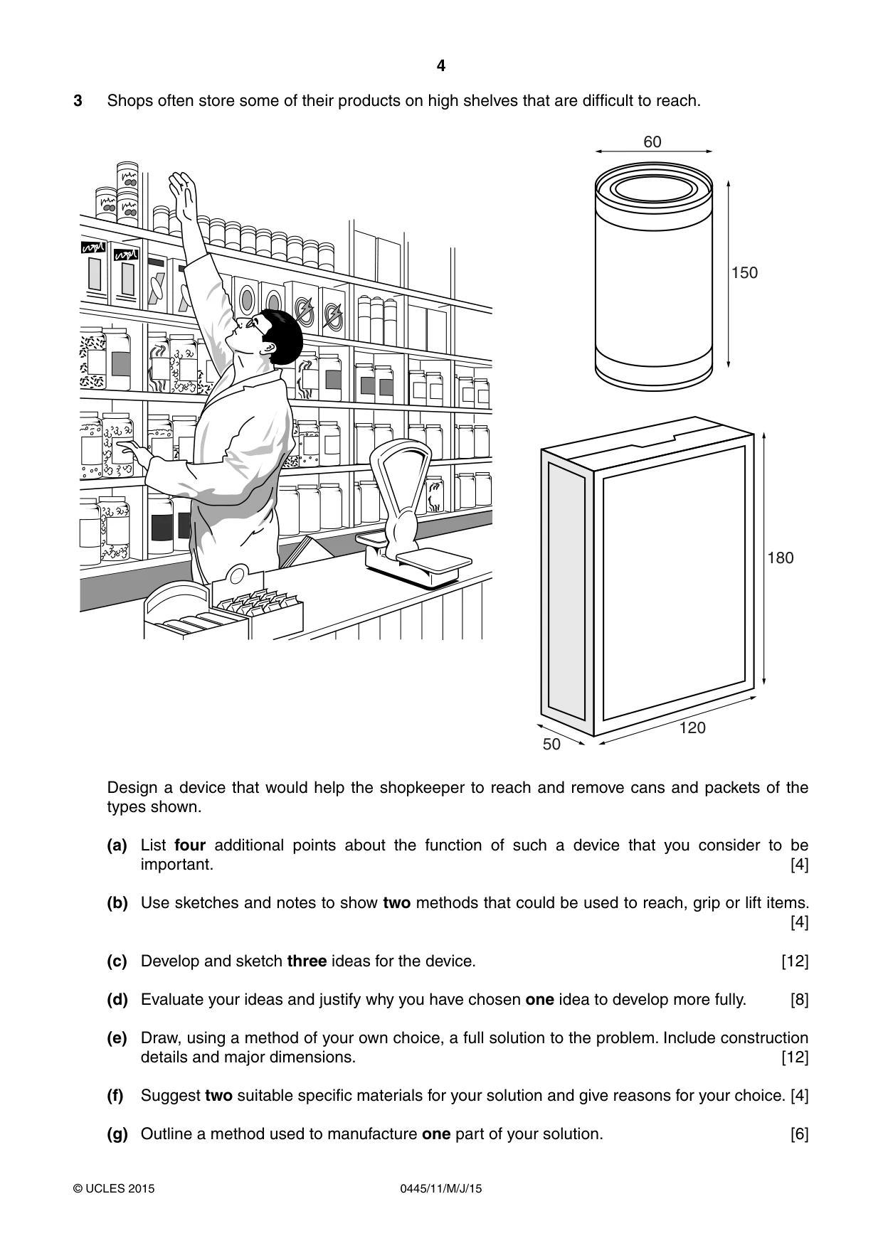 Cambridge IGCSE Design and Technology 0445 2015 May/June Paper 1 · Variant 1 question paper, page 4 of 4