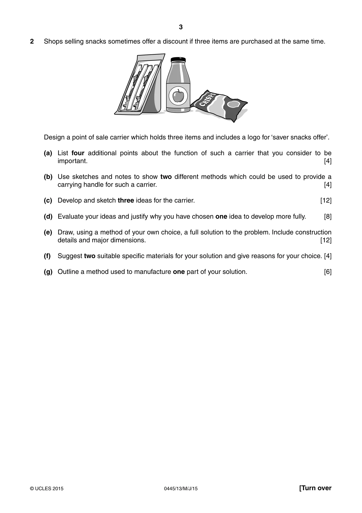 Cambridge IGCSE Design and Technology 0445 2015 May/June Paper 1 · Variant 3 question paper, page 3 of 4