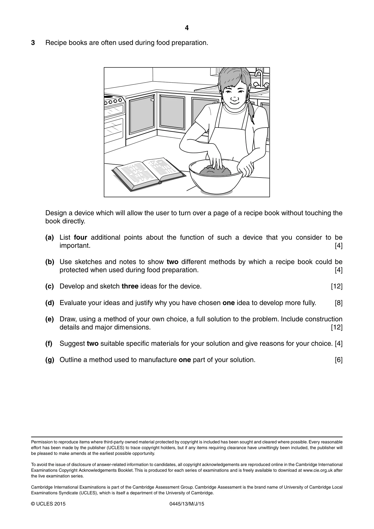 Cambridge IGCSE Design and Technology 0445 2015 May/June Paper 1 · Variant 3 question paper, page 4 of 4