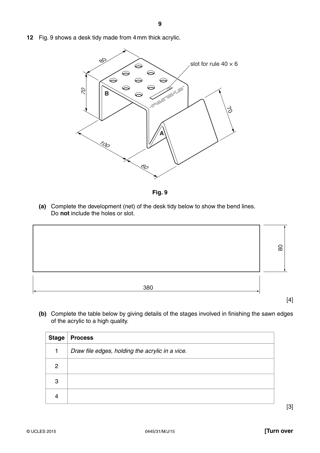 Cambridge IGCSE Design and Technology 0445 2015 May/June Paper 3 · Variant 1 question paper, page 9 of 16