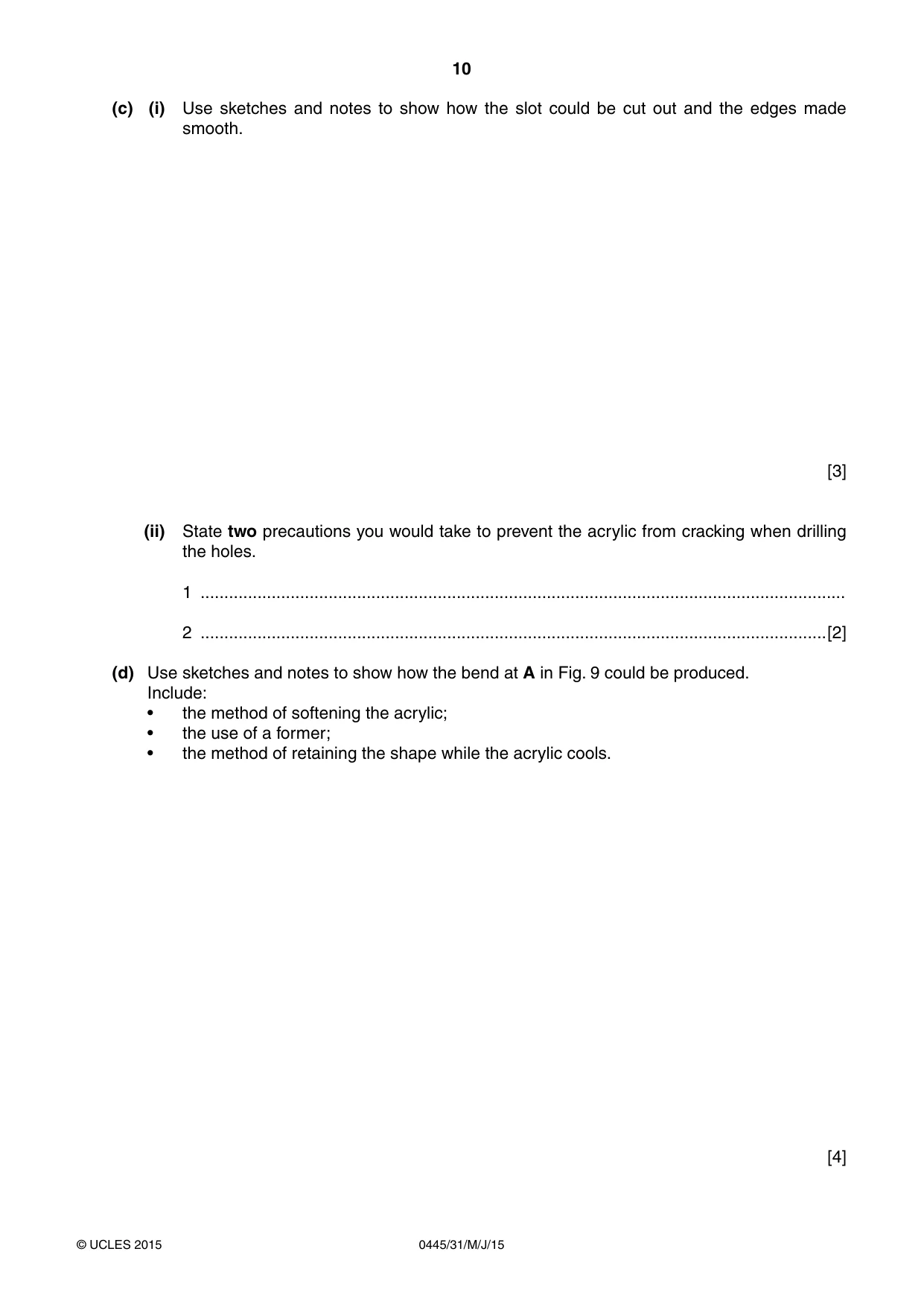 Cambridge IGCSE Design and Technology 0445 2015 May/June Paper 3 · Variant 1 question paper, page 10 of 16