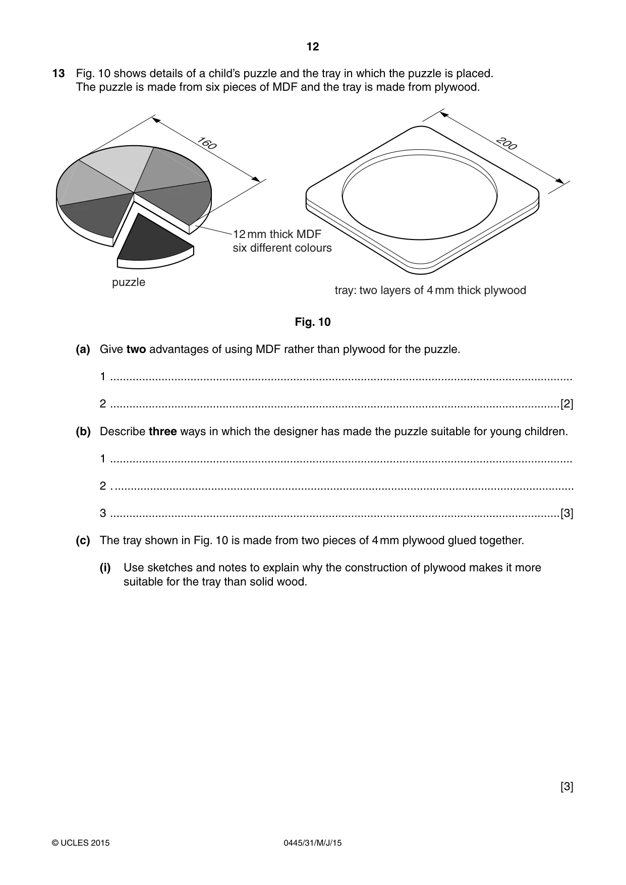 Cambridge IGCSE Design and Technology 0445 2015 May/June Paper 3 · Variant 1 question paper, page 12 of 16