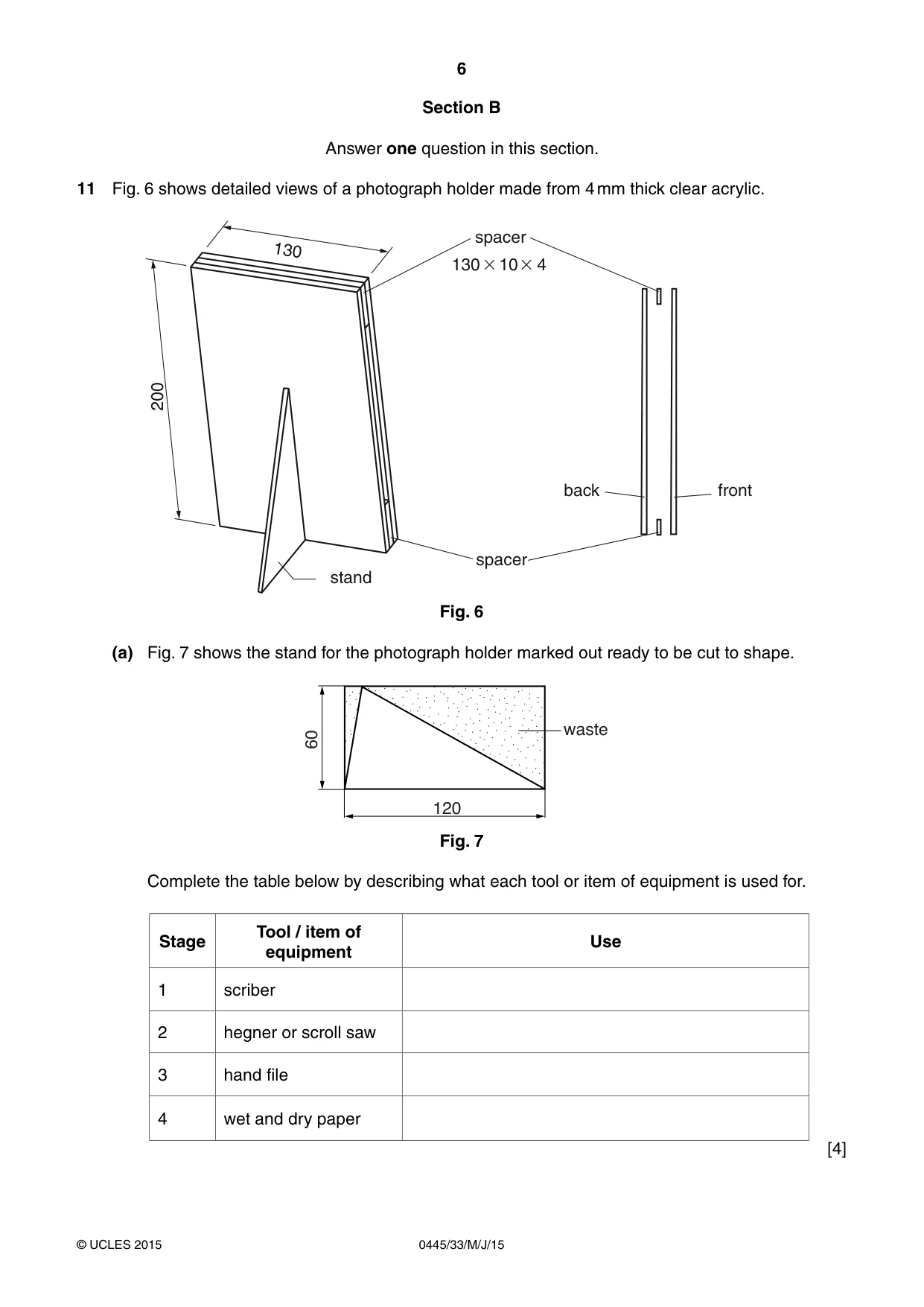 Cambridge IGCSE Design and Technology 0445 2015 May/June Paper 3 · Variant 3 question paper, page 6 of 16