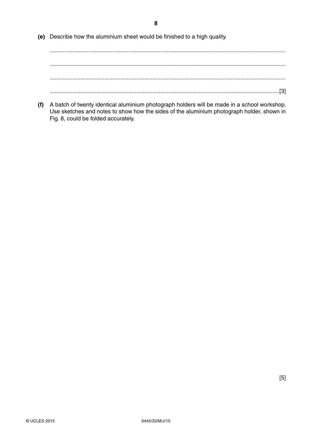 Cambridge IGCSE Design and Technology 0445 2015 May/June Paper 3 · Variant 3 question paper, page 8 of 16