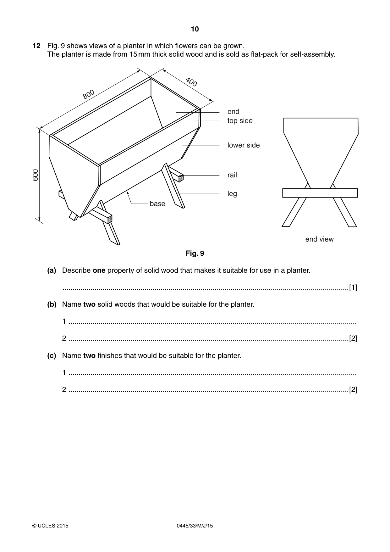 Cambridge IGCSE Design and Technology 0445 2015 May/June Paper 3 · Variant 3 question paper, page 10 of 16