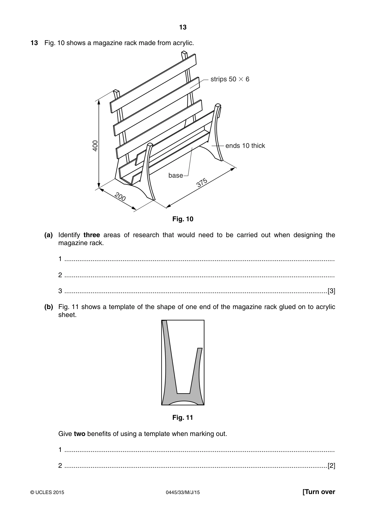Cambridge IGCSE Design and Technology 0445 2015 May/June Paper 3 · Variant 3 question paper, page 13 of 16