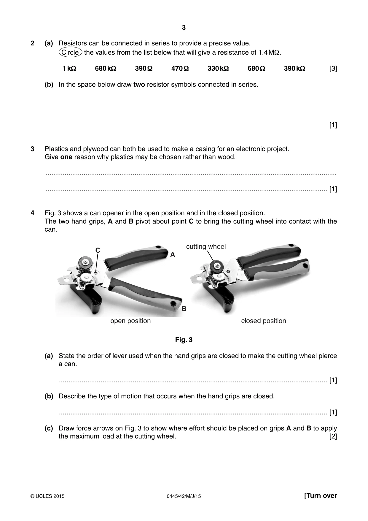 Cambridge IGCSE Design and Technology 0445 2015 May/June Paper 4 · Variant 2 question paper, page 3 of 20