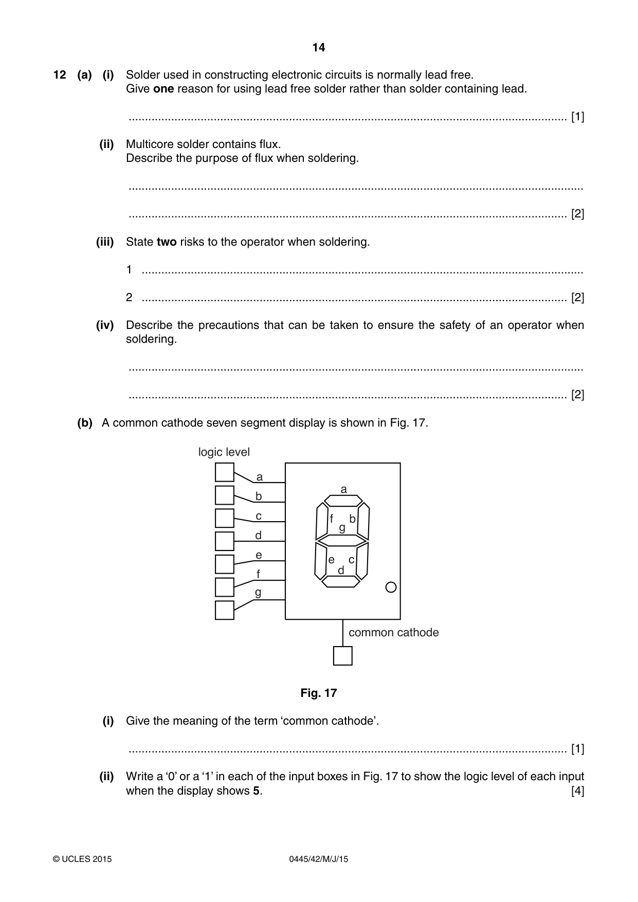 Cambridge IGCSE Design and Technology 0445 2015 May/June Paper 4 · Variant 2 question paper, page 14 of 20