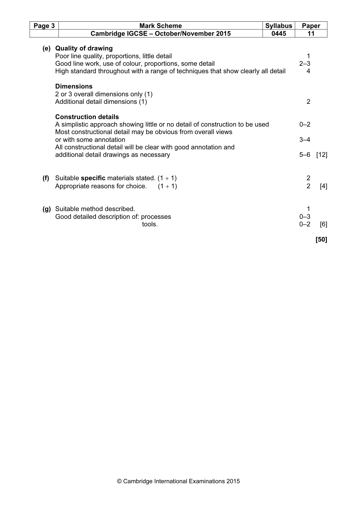 Mark scheme, page 3 of 3