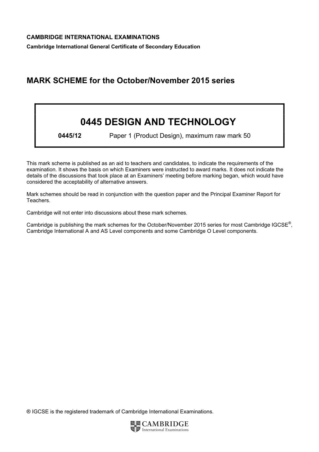 Mark scheme, page 1 of 3