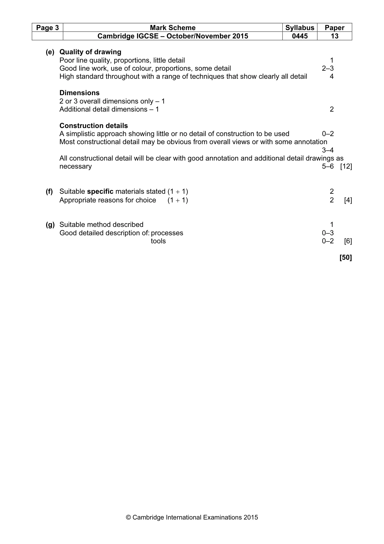 Mark scheme, page 3 of 3