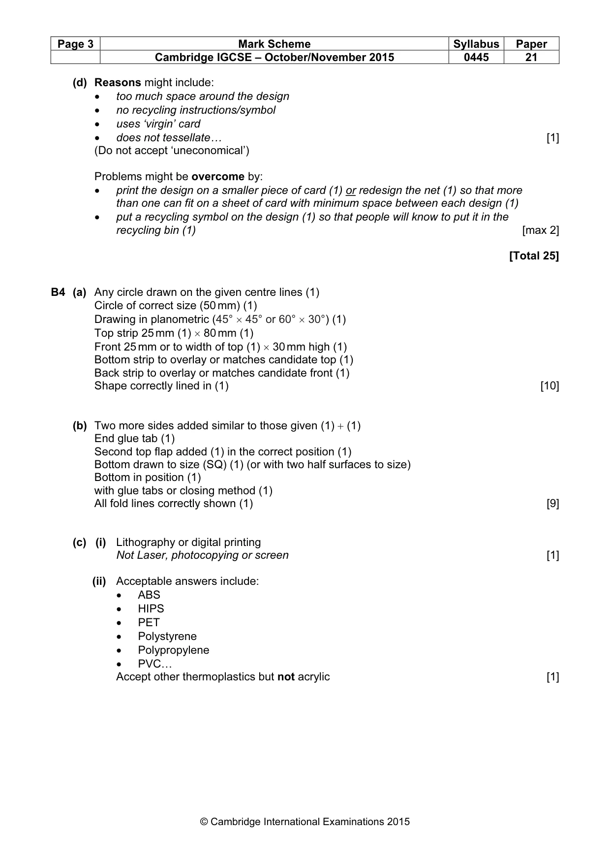 Mark scheme, page 3 of 4