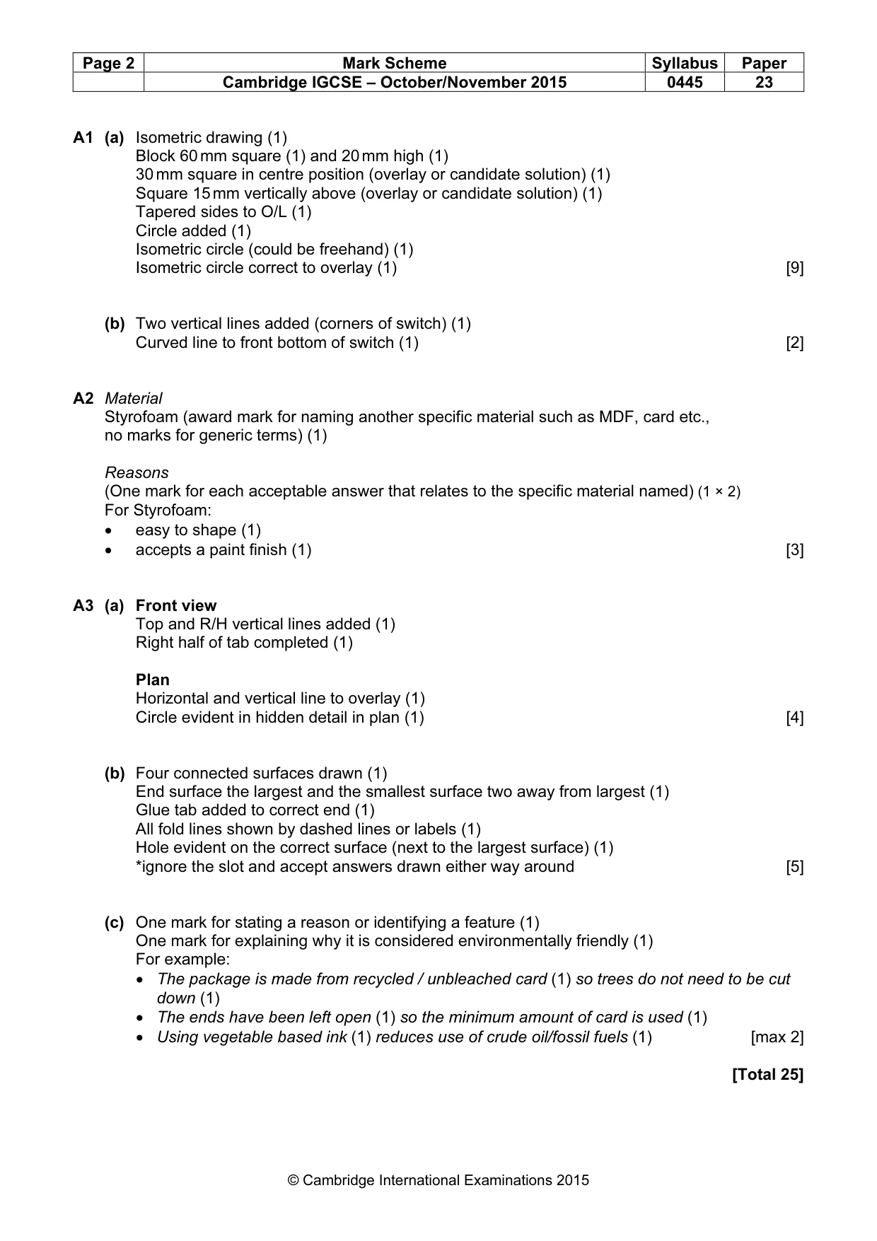 Mark scheme, page 2 of 4