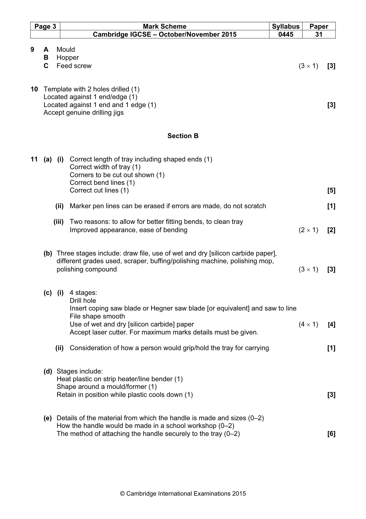 Mark scheme, page 3 of 5