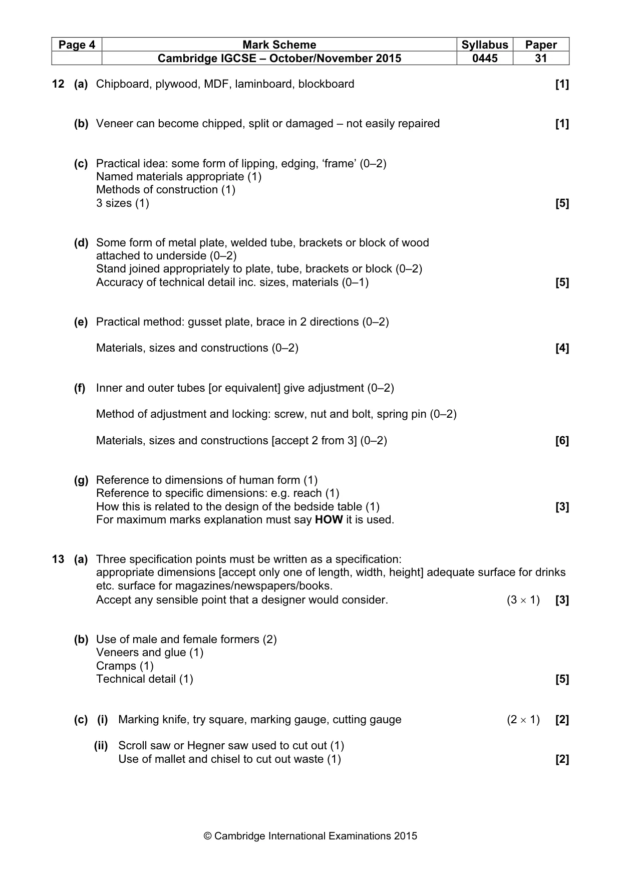 Mark scheme, page 4 of 5