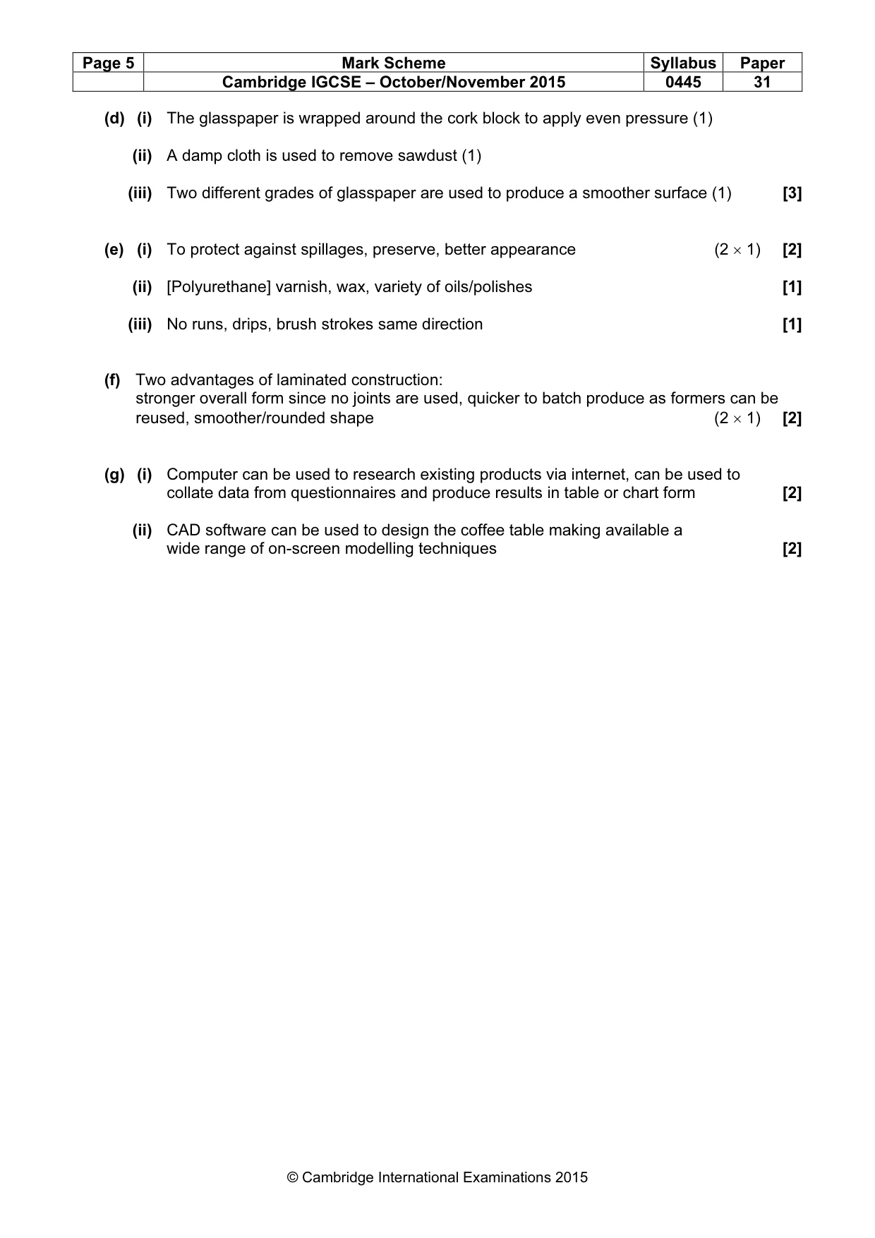 Mark scheme, page 5 of 5